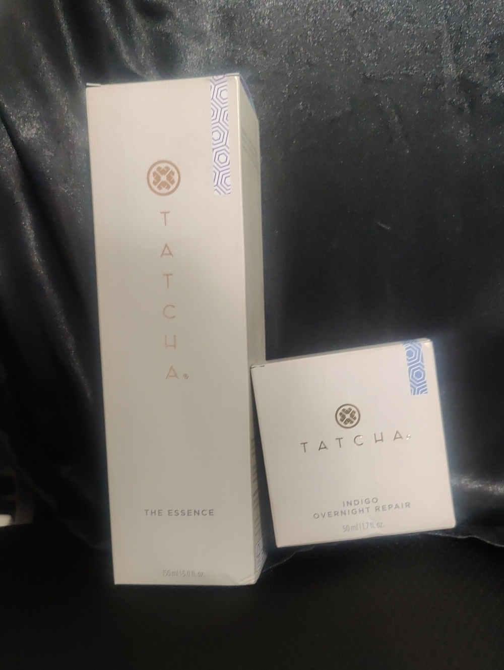 Tatcha Essence 5oz + Indigo Overnight Repair 1.7oz NIB Full‑Size Duo